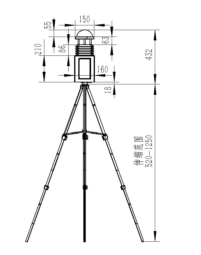 七要素便攜式氣象站屏幕款產品尺寸圖