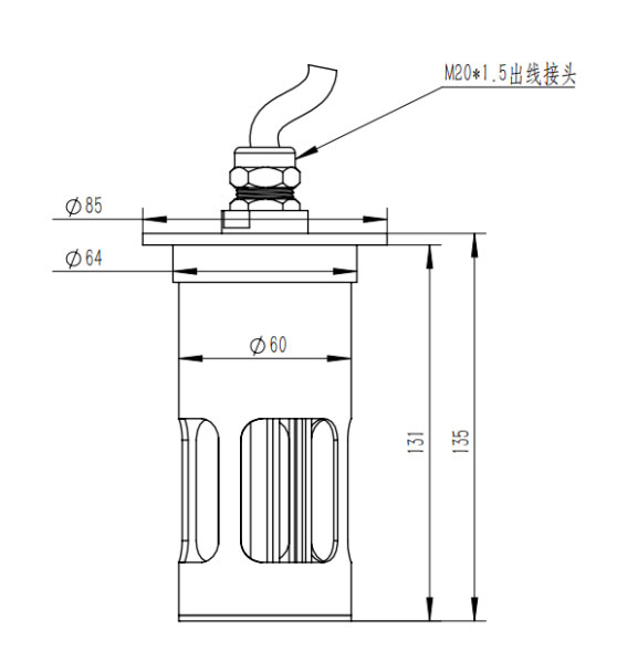 結(jié)冰厚度傳感器產(chǎn)品尺寸圖